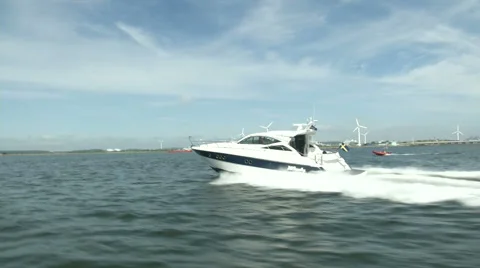Boat navigating fast in Sweden  Stock Footage 43317386