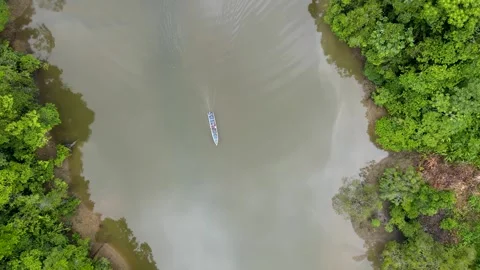 Boat navigating through calm waters in Buenaventura Stock-Footage 330278343