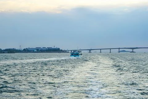Boat Near Second Link Bridge Malaysia Stock Photos