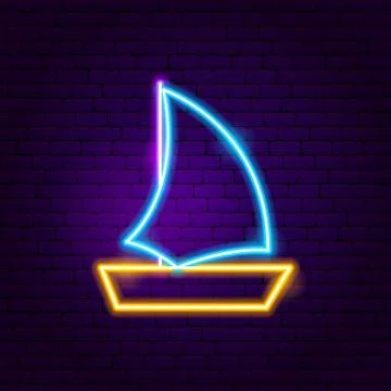 Boat Neon Label Stock Illustration