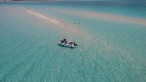 Boat next to sandbar Stock Footage 96242830