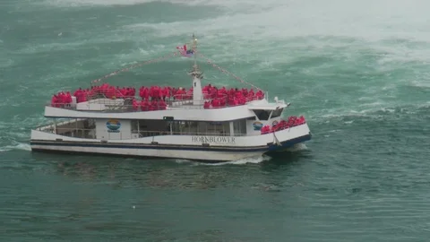 A Boat by Niagara Falls Stock Footage 91733629