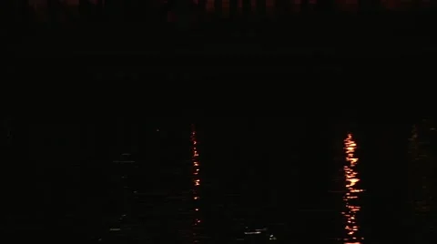 Boat at night with Lights Stock Footage 49145237