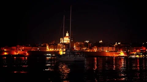 Boat in night Malta Video stock 233290459