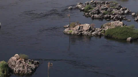 A boat on the Nile river, Aswan, Egypt Stock Footage 34787841
