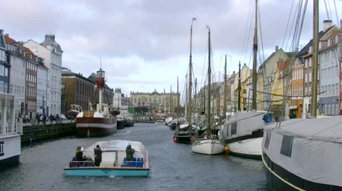 Boat on Nyhavn Stock Footage 49745544