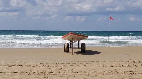 Boat with oars on the beach Stock Footage 65443506
