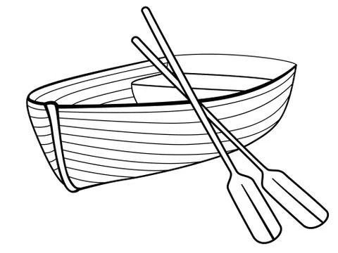 Boat with oars. Rowing boat for romantic walks on the lake or the sea. Stock Illustration
