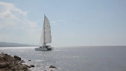 Boat on the Ocean Stock Footage 137550289