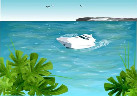 Boat on ocean Stock Illustration