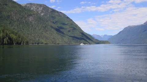 Boat, ocean, mountains Stock Footage 137912317