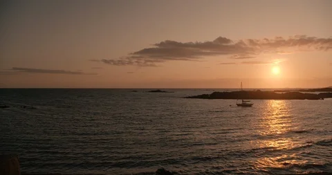 Boat on the ocean sunset Stock Footage 123606629