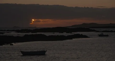 Boat on the ocean sunset Stock Footage 123613326