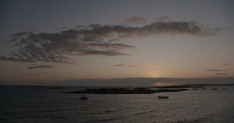 Boat on the ocean sunset Stock Footage 123649332