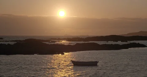 Boat on the ocean sunset Stock Footage 123650301
