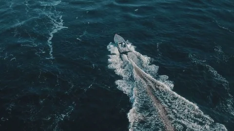 Boat in the Ocean Super Slow Motion Stock Footage 72993422