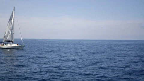 Boat in the open sea Stock Footage 92210548