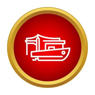 Boat or ship outline icon in red circle Illustrazione stock