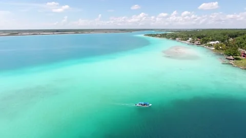 Boat over the Reef, Lagoon Stock Footage 261166517