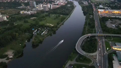 Boat over the river Stock Footage 207808549