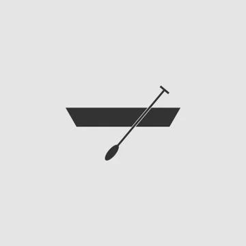 Boat with paddles icon flat. Stock Illustration