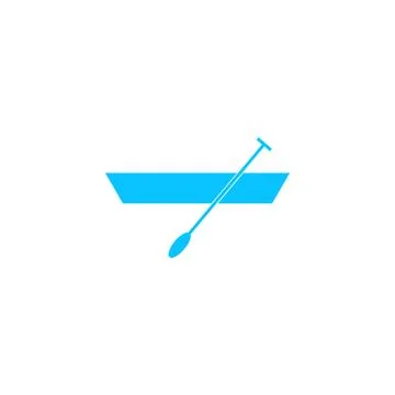 Boat with paddles icon flat. Stock Illustration