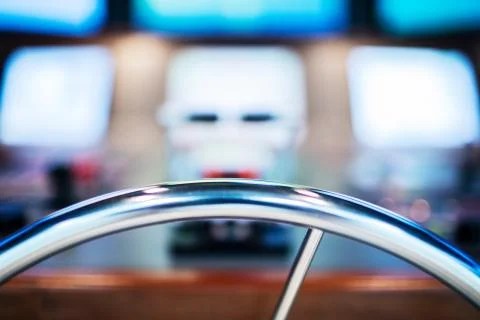 Boat panel with lighted instruments. Stock Photos