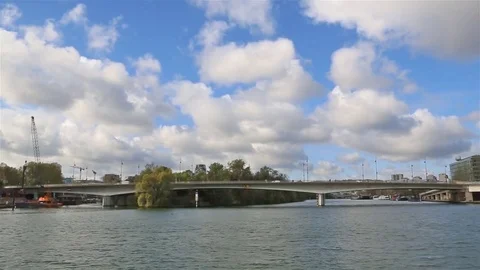 Boat to Paris Stock Footage 74926267