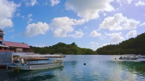 Boat parked at the pier. time lapse video. Stock Footage 105207553