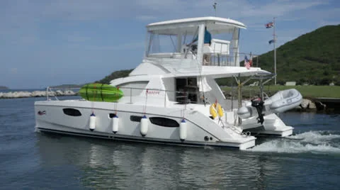 Boat pass in harbor Stock Footage 23811853