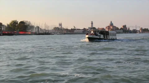 Boat pass by on lake Stock Footage 21893705