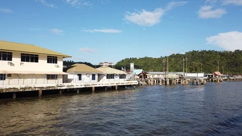 Boat pass through Kampung Ayer or water village Stock-Footage 101087883