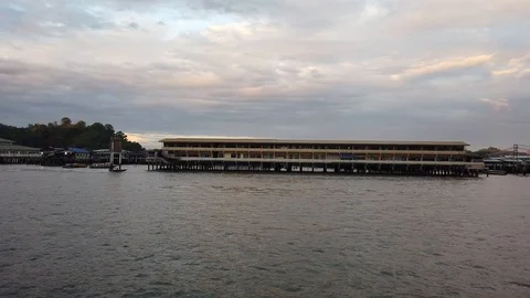 Boat pass through school building Stock Footage 100944883