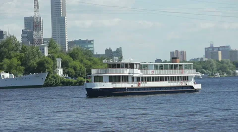 Boat passes by Stock Footage 35663886