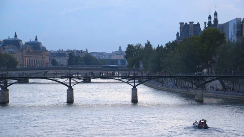 Boat passes in Paris Stock Footage 127267800