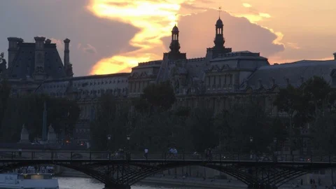 Boat passes in Paris Stock Footage 127267819