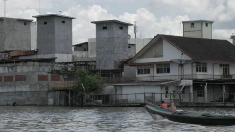 Boat passing in the front nesting house of edible bird nest Stock Footage 132605561