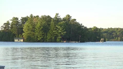 Boat Passing an Island Stock Footage 52539298