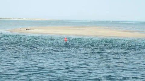 Boat Passing By A Sandbar Stock Footage 47463192