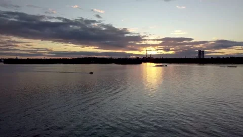Boat passing in sunset Video stock 166416812