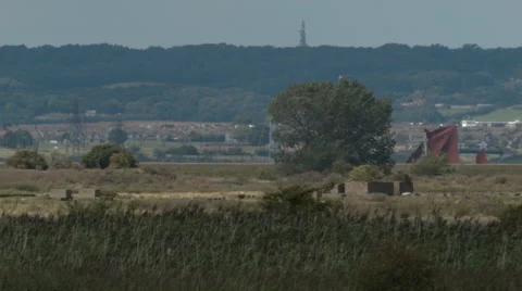 Boat passing into the thames estuary Stock Footage 53868300