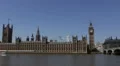 Boat Passing Tourists Attraction London Landmark Parliament Houses Thames River HD Footage