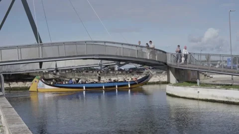 Boat Passing Under the Bridge Stock Footage 237910205