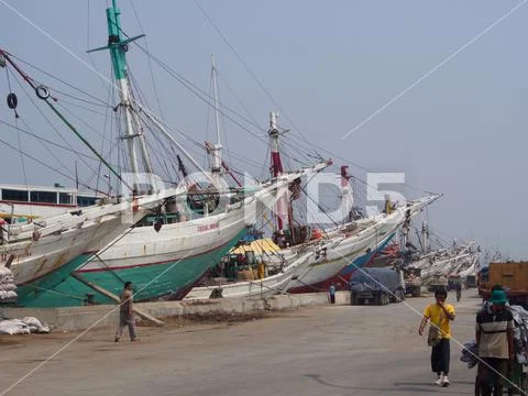 Boat at the Pier in Pasar Ikan and Muara Karang, a historic Jakarta ...