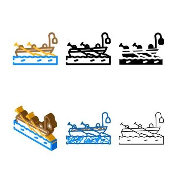 Boat pirate forms color icon vector Stock Illustration