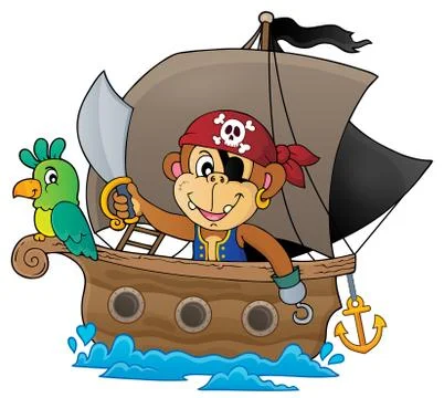 Boat with pirate monkey theme Stock-Illustration