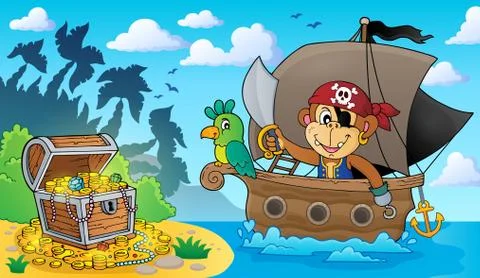 Boat with pirate monkey theme Stock-Illustration