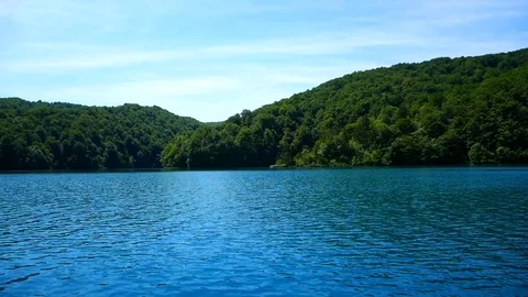 Boat on the Plitvice lake Stock Footage 86951432