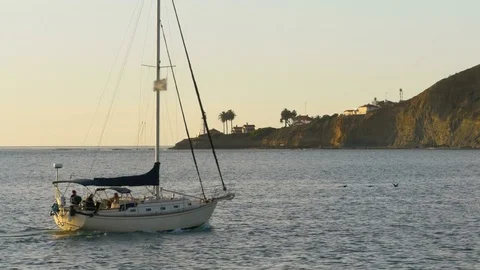 Boat Point Loma San Diego Stock Footage