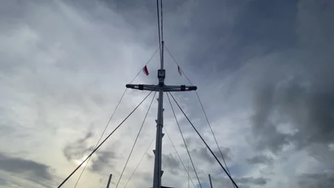A boat pole on a silhouette, low angle bottom shot Stock Footage 276169521